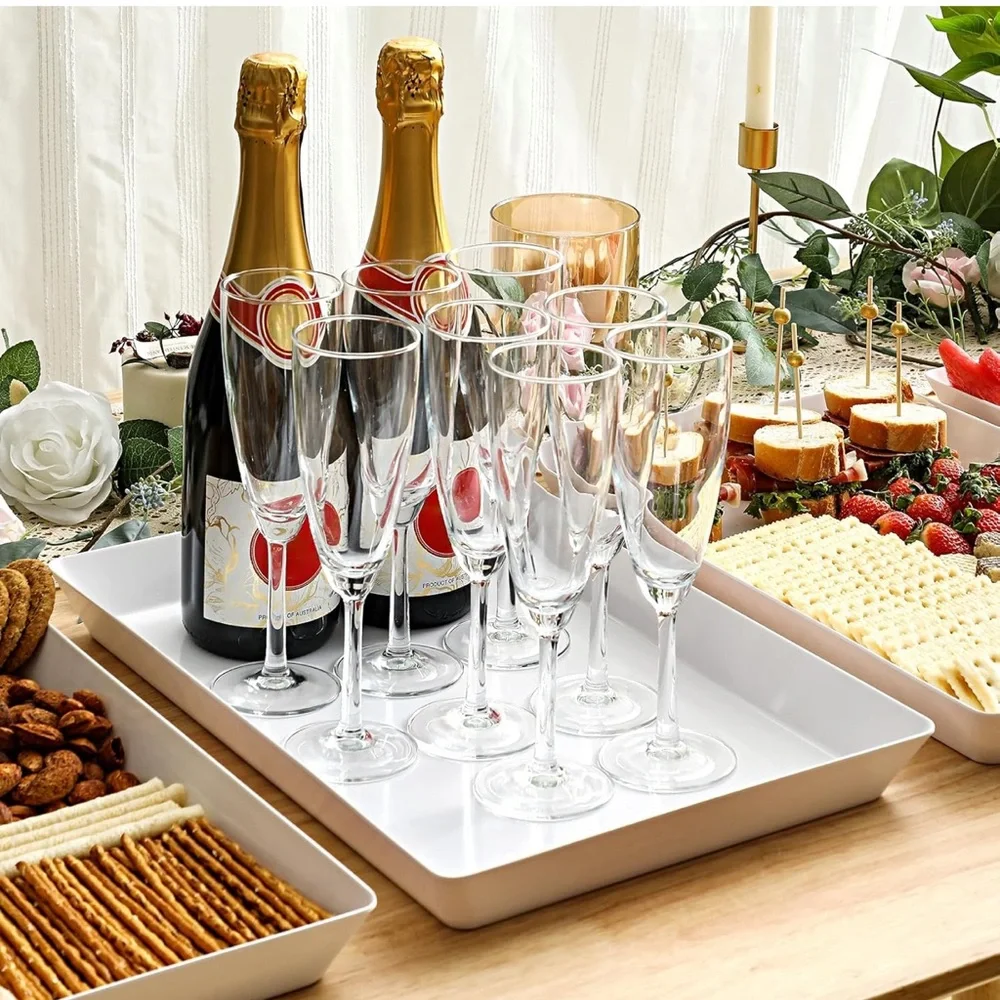 Elegant White Serving Tray Set - 4 Piece